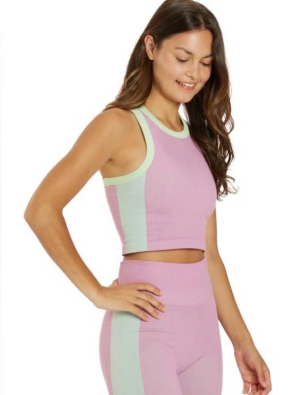 NWT Cream Yoga Women’s Sleeveless Colorblock Tank Top in Lavender and Mint